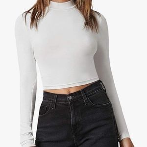 Basic Mock Neck Long Sleeve Top